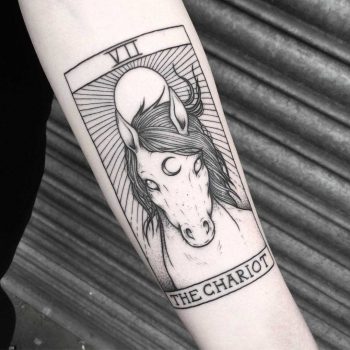 The Chariot Tarot tattoo by Lozzy Bones