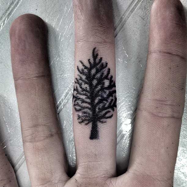 Tiny tree tattoo by Oliver Whiting