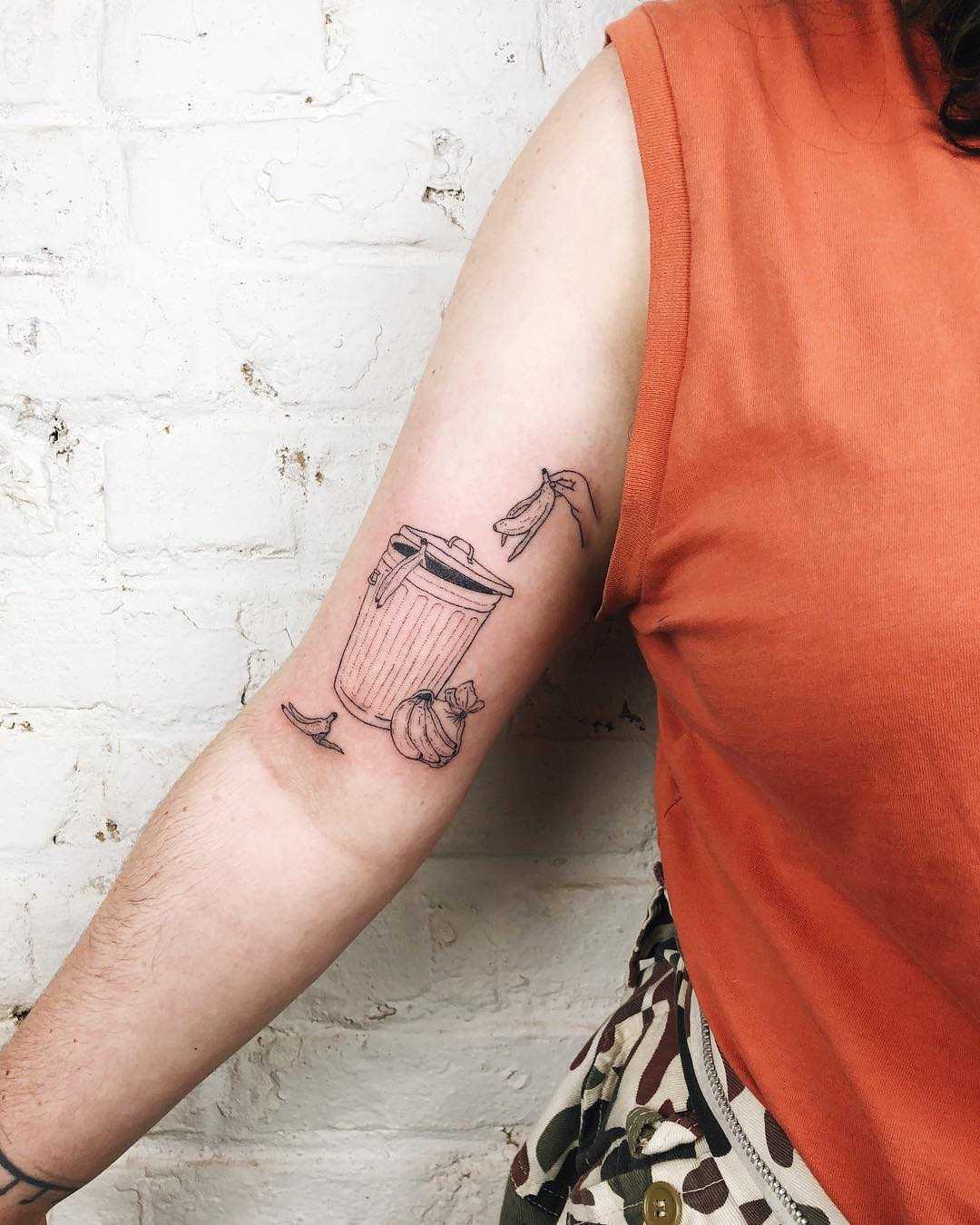 Trash can tattoo by Kelli Kikcio