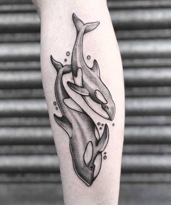 Two orcas by Lozzy Bones tattoo