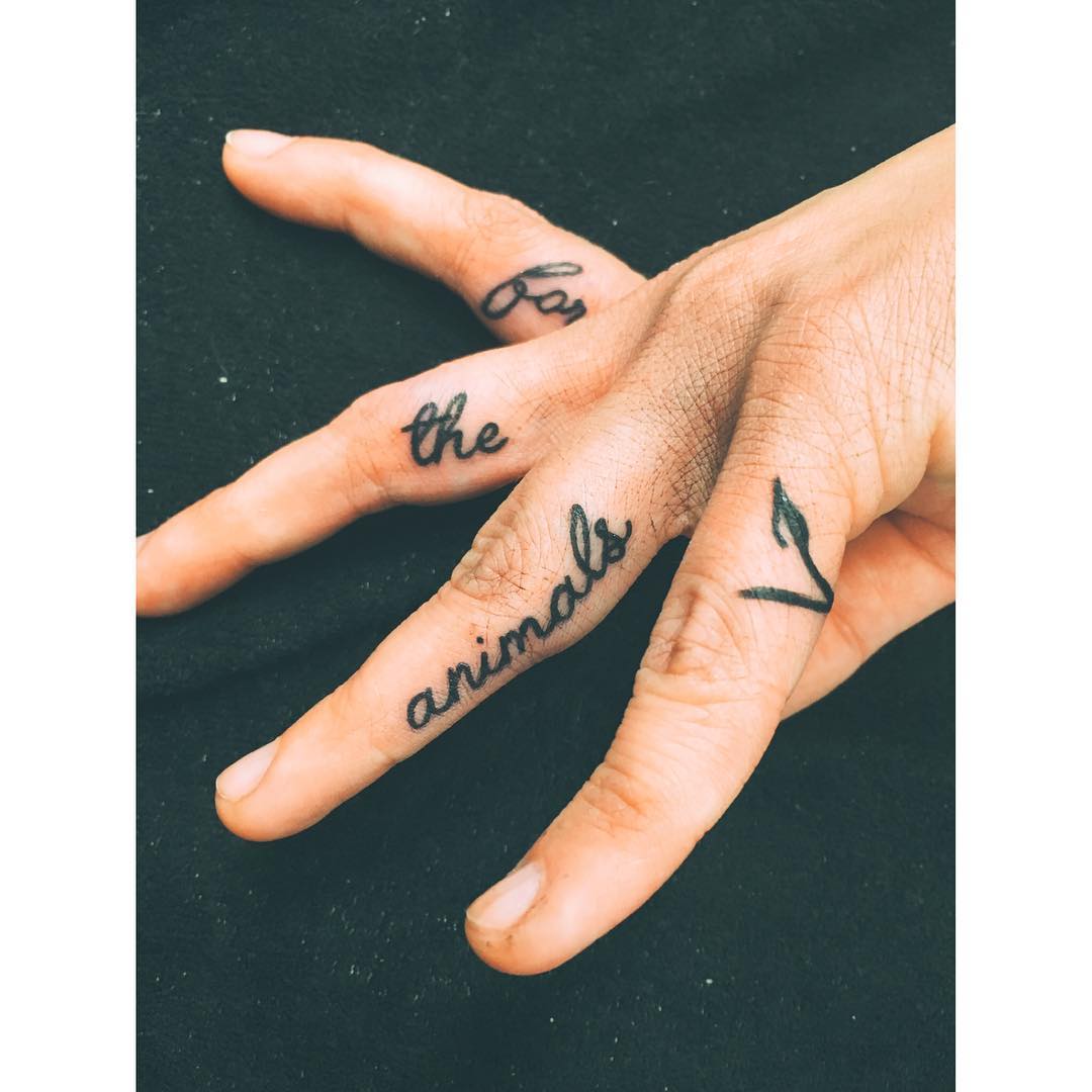 Vegan fingers tattoo by Zaya Hastra 