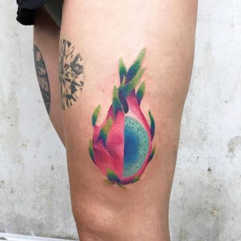 Watercolor Dragon Fruit tattoo by Valeria Yarmola