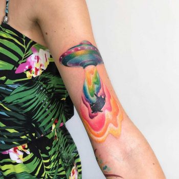 Watercolor UFO tattoo Valeria Yarmola