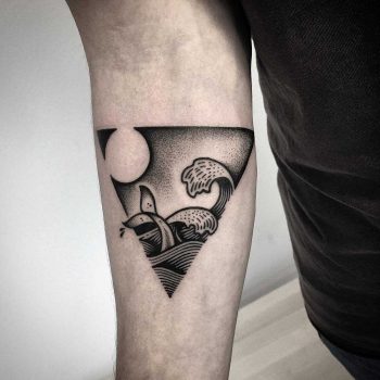 Whale in a sea tattoo by Pulled Poltergeist