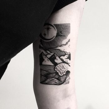 Woodcut style landscape by Pulled Poltergeist