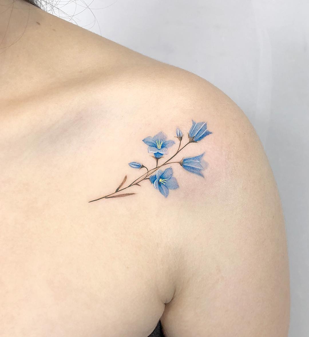 Bell flowers tattoo by Eden Kozo