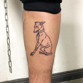 Best friend on a shin by Hand Job Tattoo