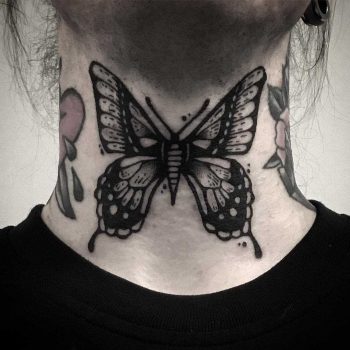 Black butterfly on a neck by Pulled Poltergeist