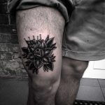 Black flower tattoo by Eugene Dusty Past