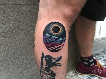 Black sun tattoo by Eugene Dusty Past