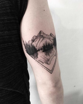 Blackwork mountains by tattooist Spence @zz tattoo