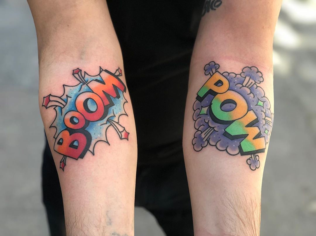 Boom Pow tattoos by Mike Nofuck