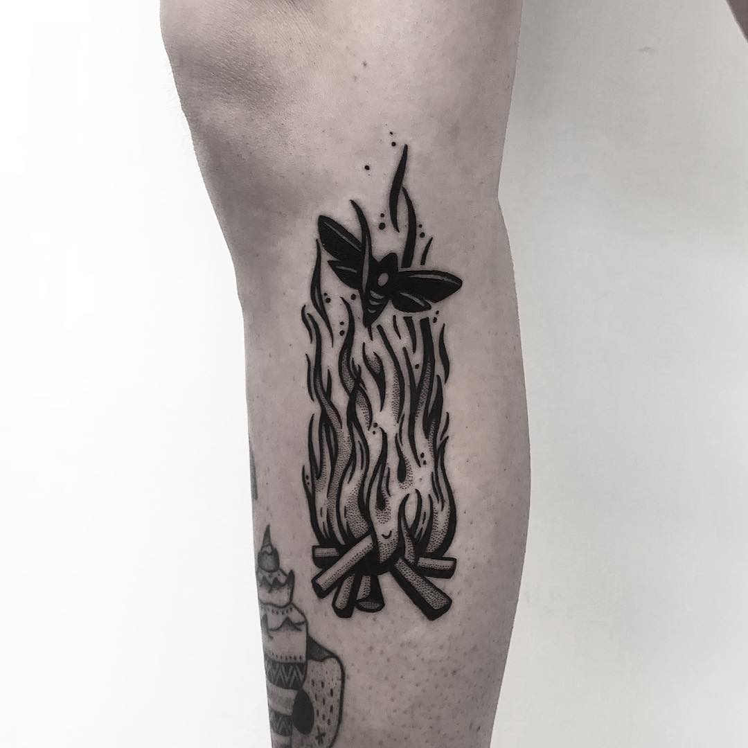 Campfire tattoo by Pulled Poltergeist