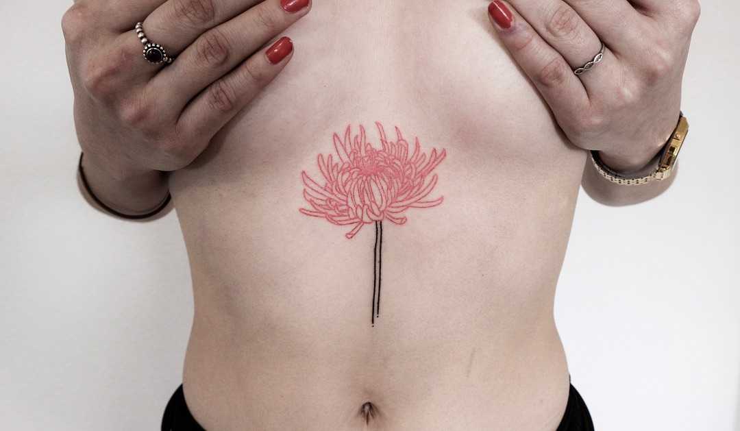 Chrysanthemum tattoo by Ann Gilberg