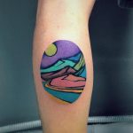 Colorful landscape on the left calf by Eugene Dusty Past