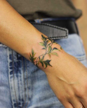 Cover up greenery tattoo by Mavka Leesova