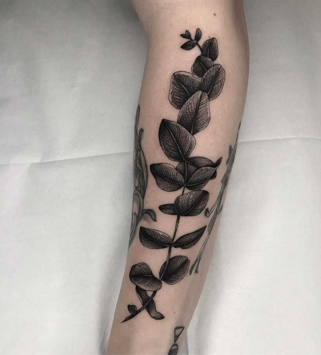 Eucalyptus tattoo by Tine DeFiore