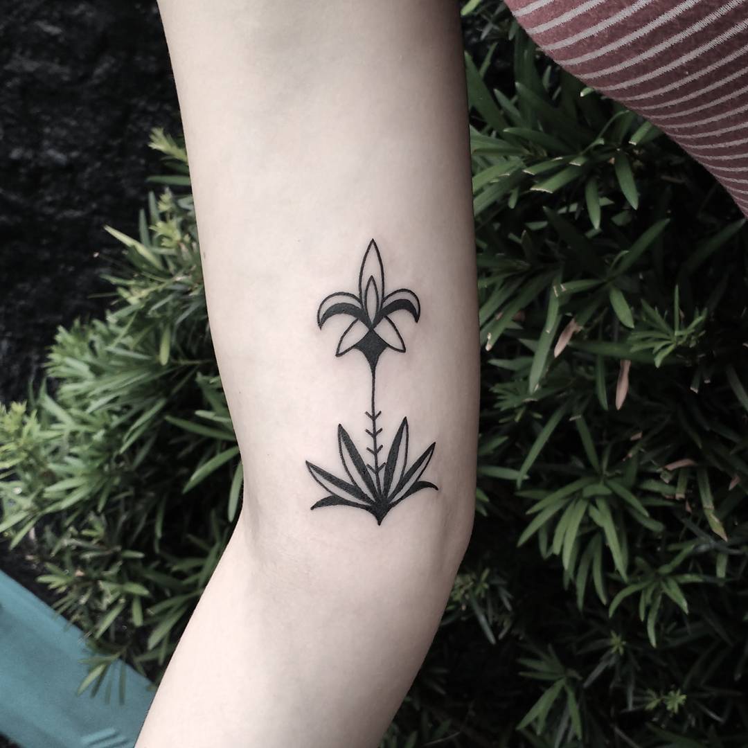 Fleur-de-lis and Lotus tattoos by artist Meritattoon
