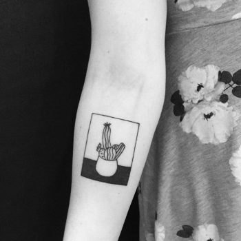 Framed cactus tattoo by Chinatown Stropky