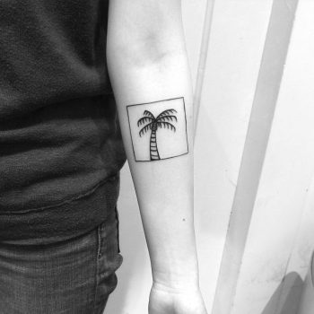 Framed palm tree tattoo by Chinatown Stropky