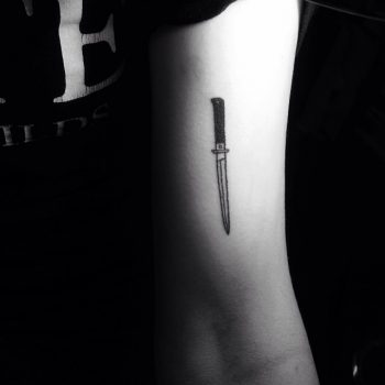 Hand-poked butterfly knife by Kelli Kikcio