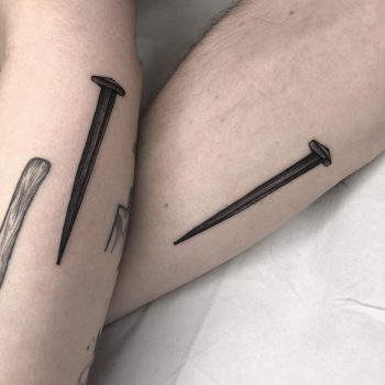Matching nail tattoos by Tine DeFiore