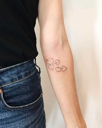 Mini grape leaves tattoo by Kelli Kikcio