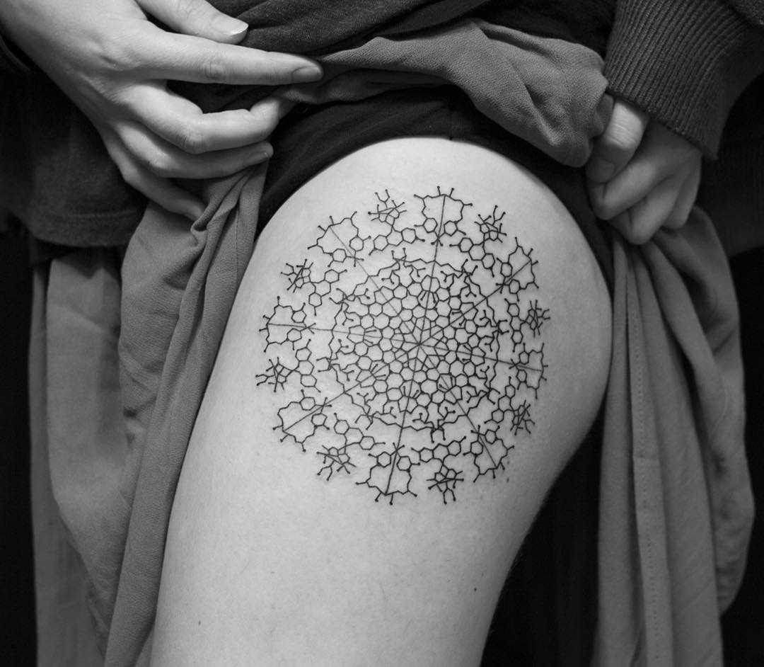 Molecule mandala tattoo by Wagner Basei