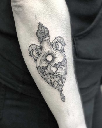 Mountain scene in a bottle by Lozzy Bones