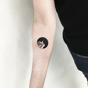 Negative space rose tattoo by anton1otattoo