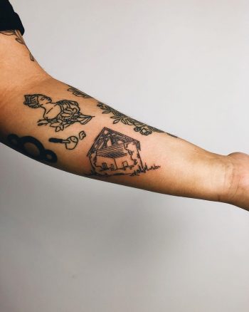 Old house tattoo by Kelli Kikcio