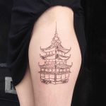 Pagoda tattoo by Suki Lune
