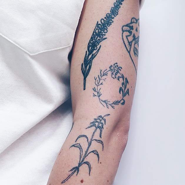 Plant collection on the left arm by Kelli Kikcio