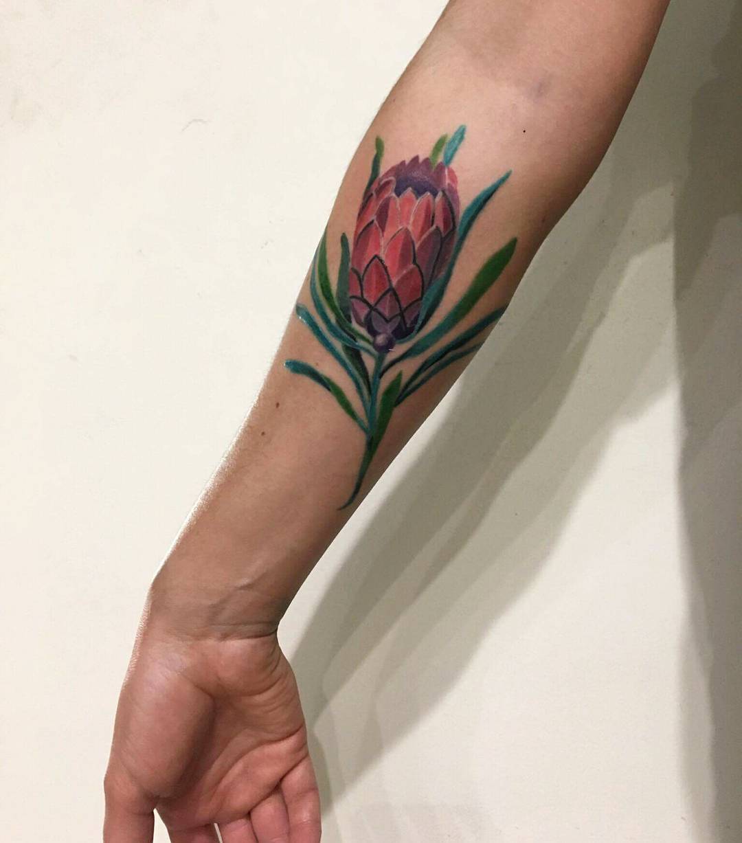 Protea cynaroides tattoo by Mavka Leesova