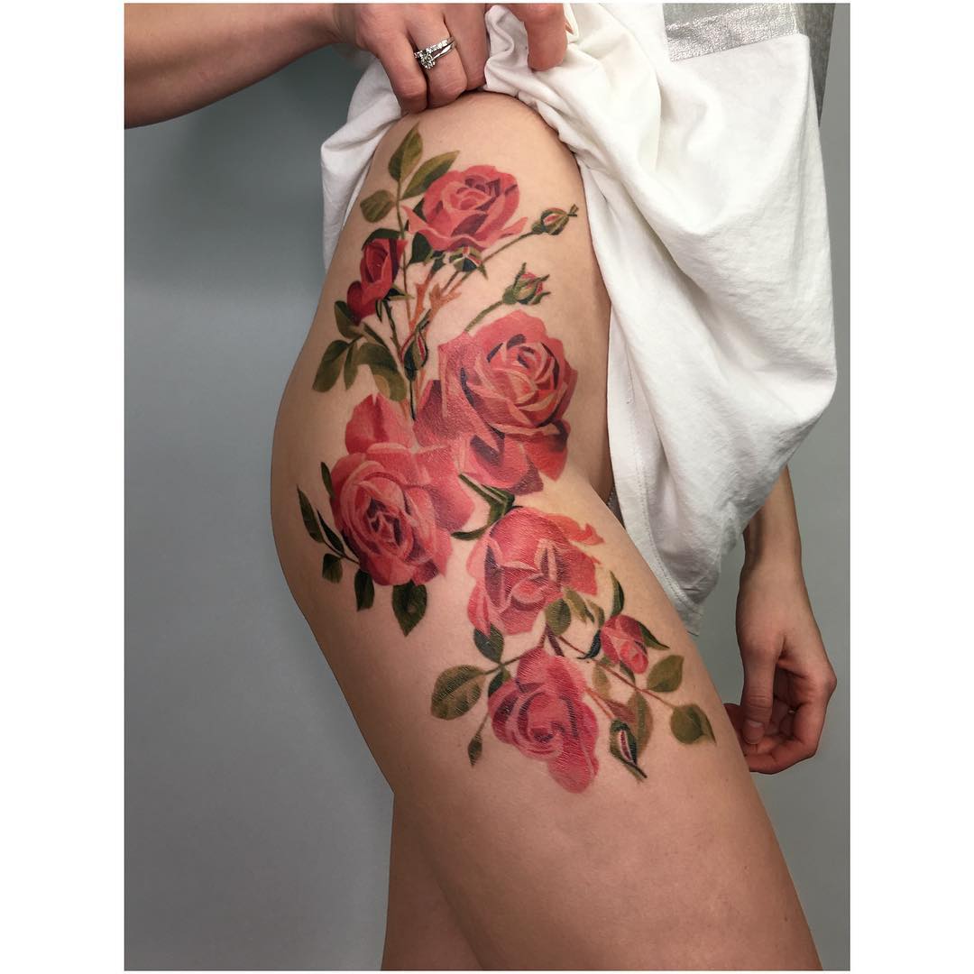 Red roses for tattoo by Mavka Leesova