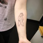 Single line bear tattoo by Kirk Budden