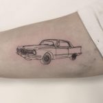 Single needle Plymouth tattoo by Annelie Fransson