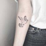 Single needle pigeon tattoo by Annelie Fransson