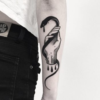 Snake handler tattoo by Pulled Poltergeist