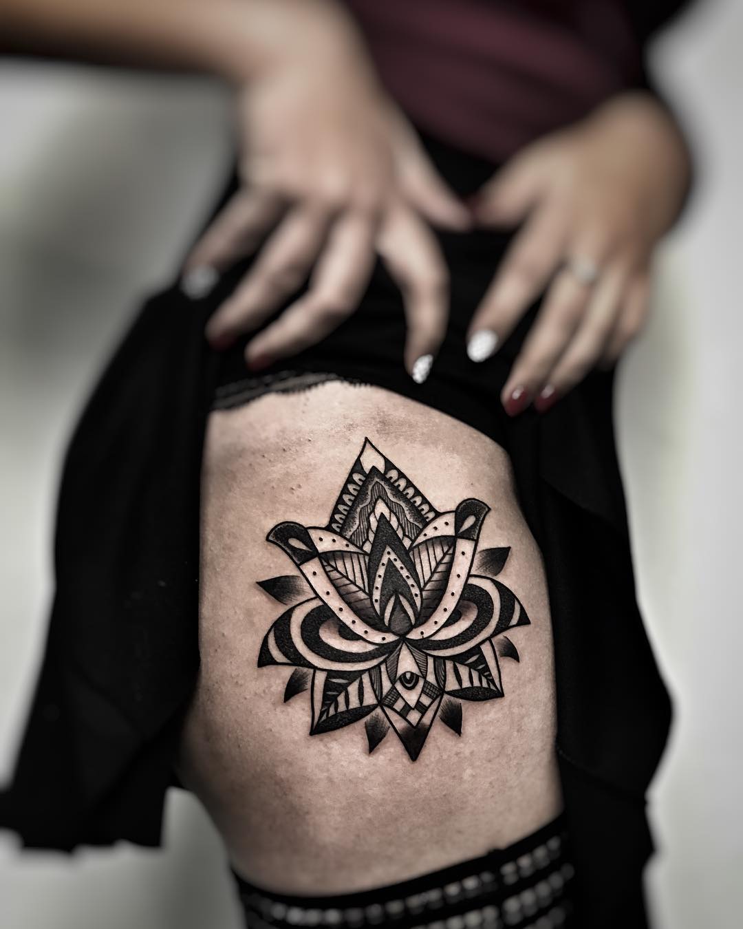 Stylized Lotus tattoo by Mike Nofuck