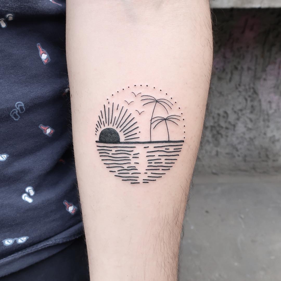 Sunset paradise tattoo by Julim Rosa