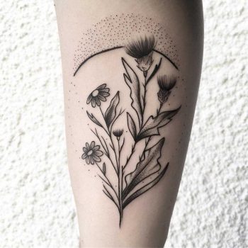 Thistle bouquet tattoo by Julim Rosa