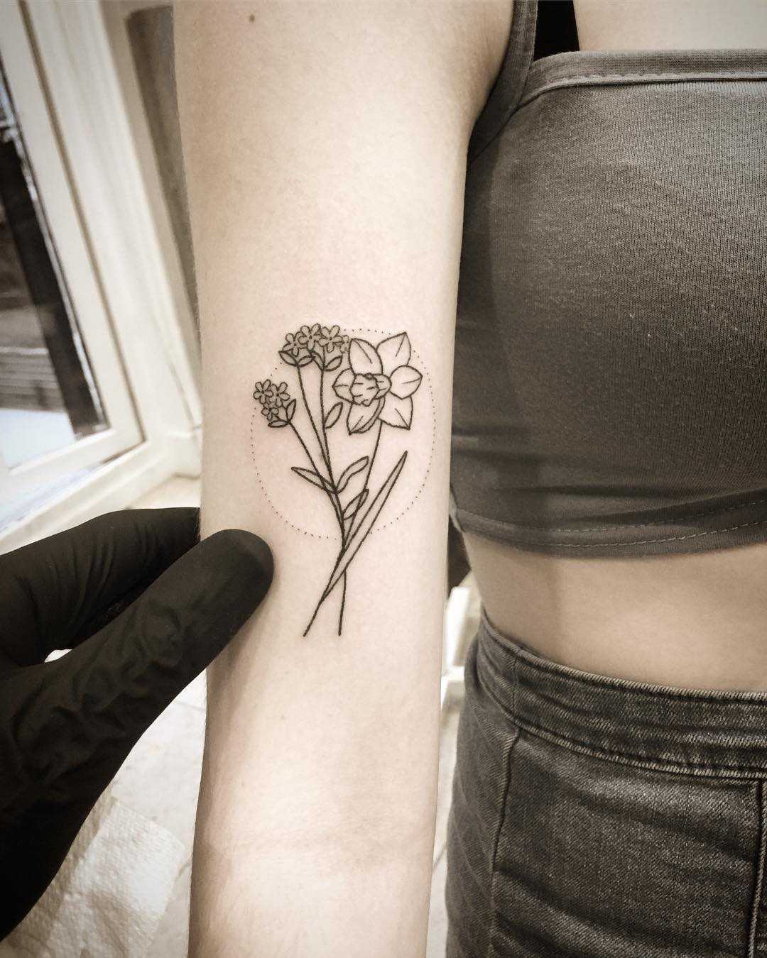 Tiny Daffodil And Forget Me Nots By Kirk Budden Tattoogrid Net