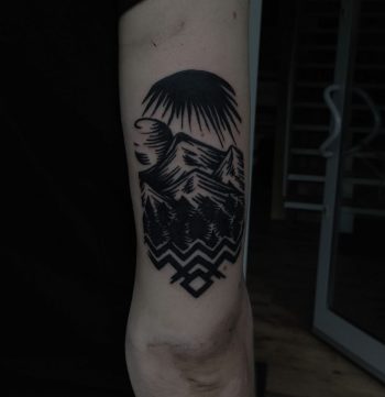 Twin Peaks landscape tattoo by Eugene Dusty Past