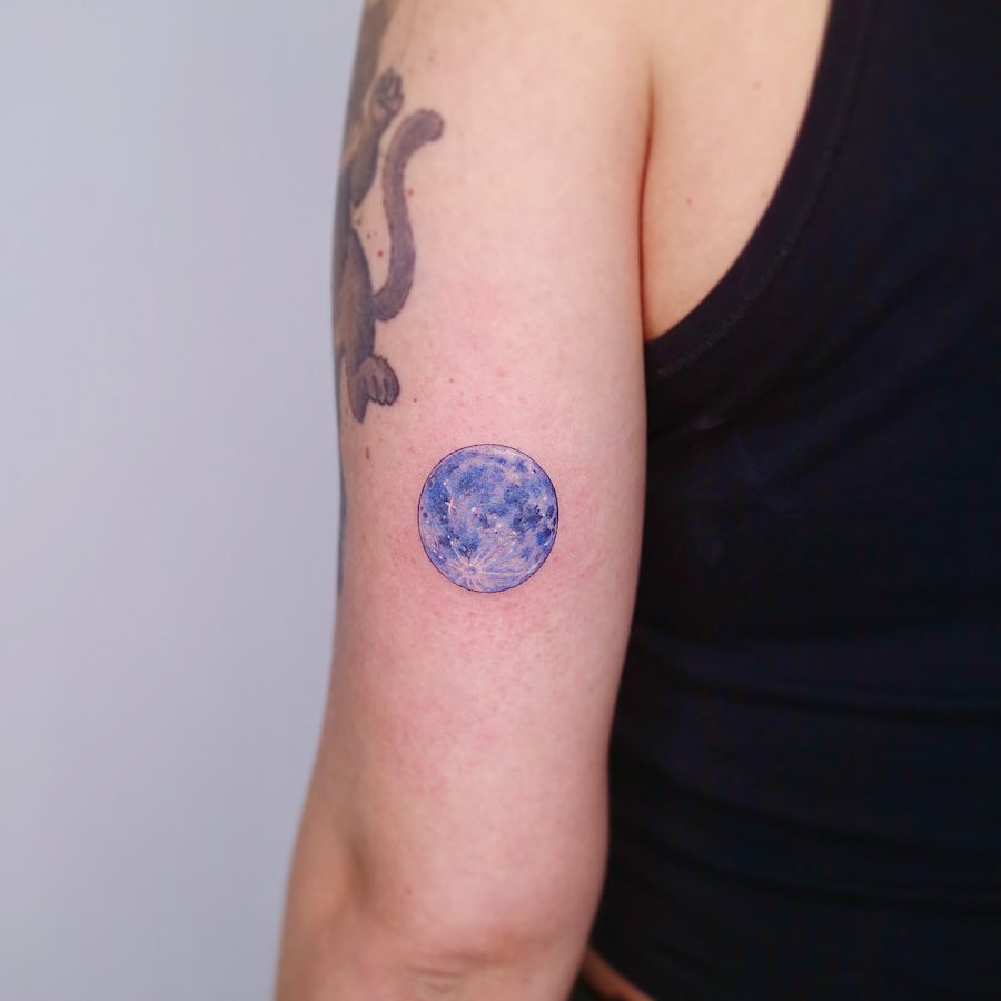 A Blue Full Moon Tattoo By Tattooist Nemo Tattoogrid Net