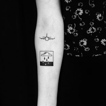 Airplane and rain cloud by Chinatown Stropky