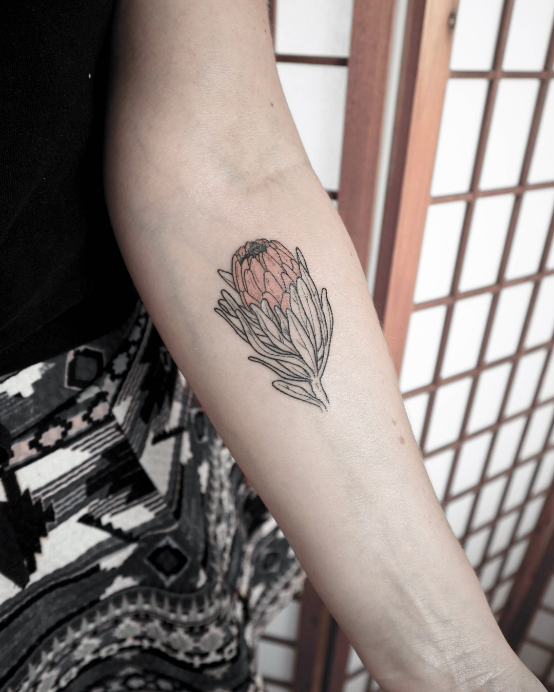 Australian Protea tattoo by Ann Gilberg