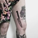 Black and grey knife by tattooist Spence @zz tattoo