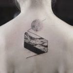 Blackwork landscape tattoo by Aga Kura