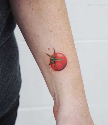 Cherry tomato tattoo by tattooist picsola